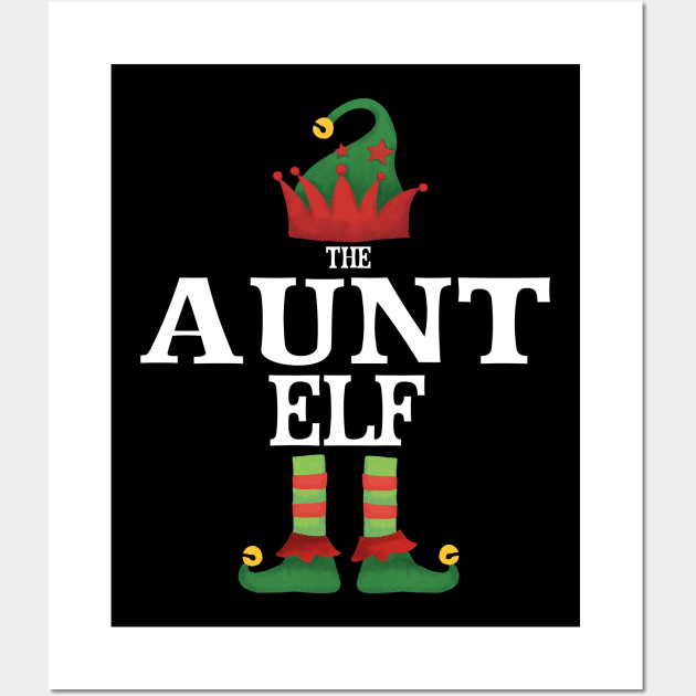 Auntie Aunt Elf Matching Family Group Christmas Party Pajamas Wall Art by uglygiftideas